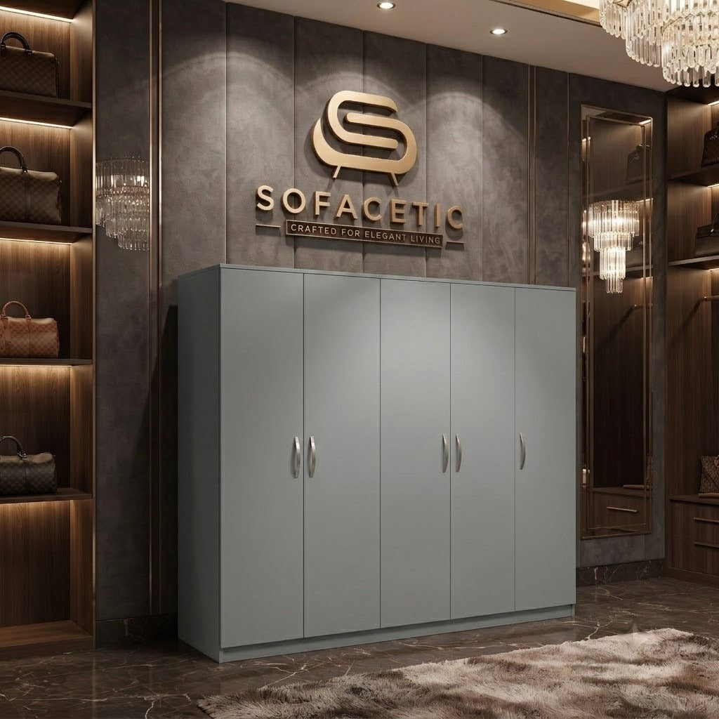 5 Door Grey color Wardrobe