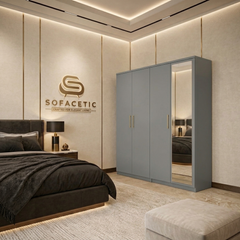 4 Door Grey Color Wardrobe
