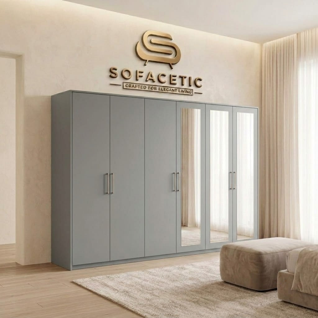 6 Door Grey color Wardrobe