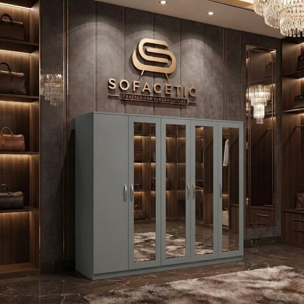 5 Door Grey color Wardrobe