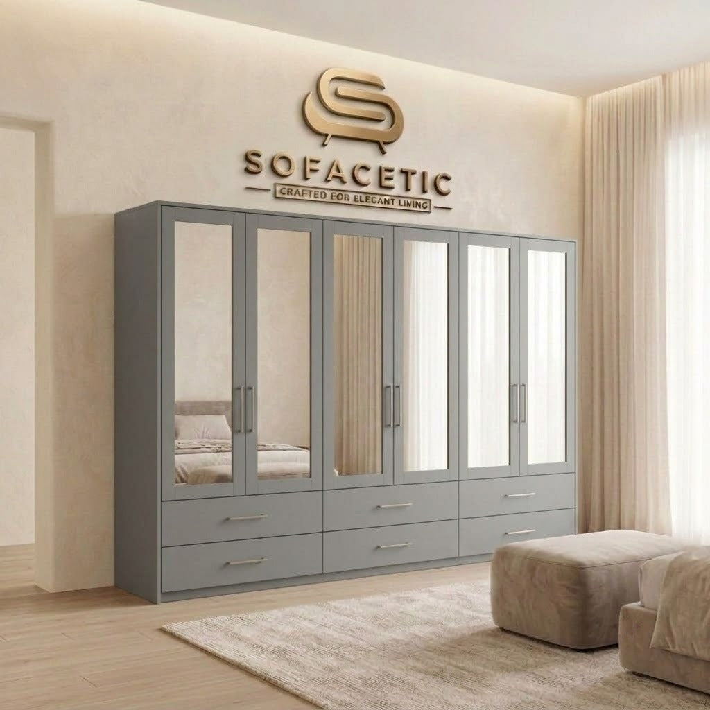 6 Door Grey color Wardrobe