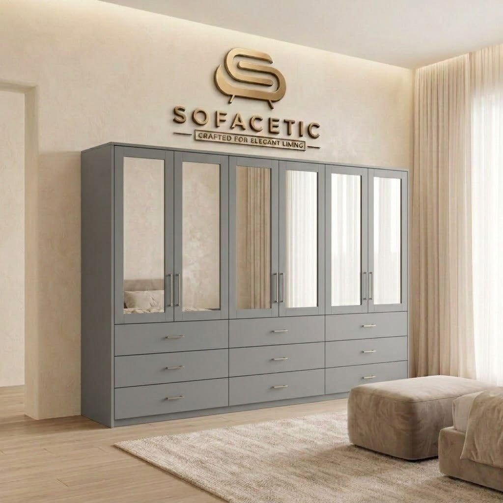 6 Door Grey color Wardrobe