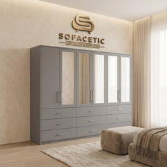 6 Door Grey color Wardrobe