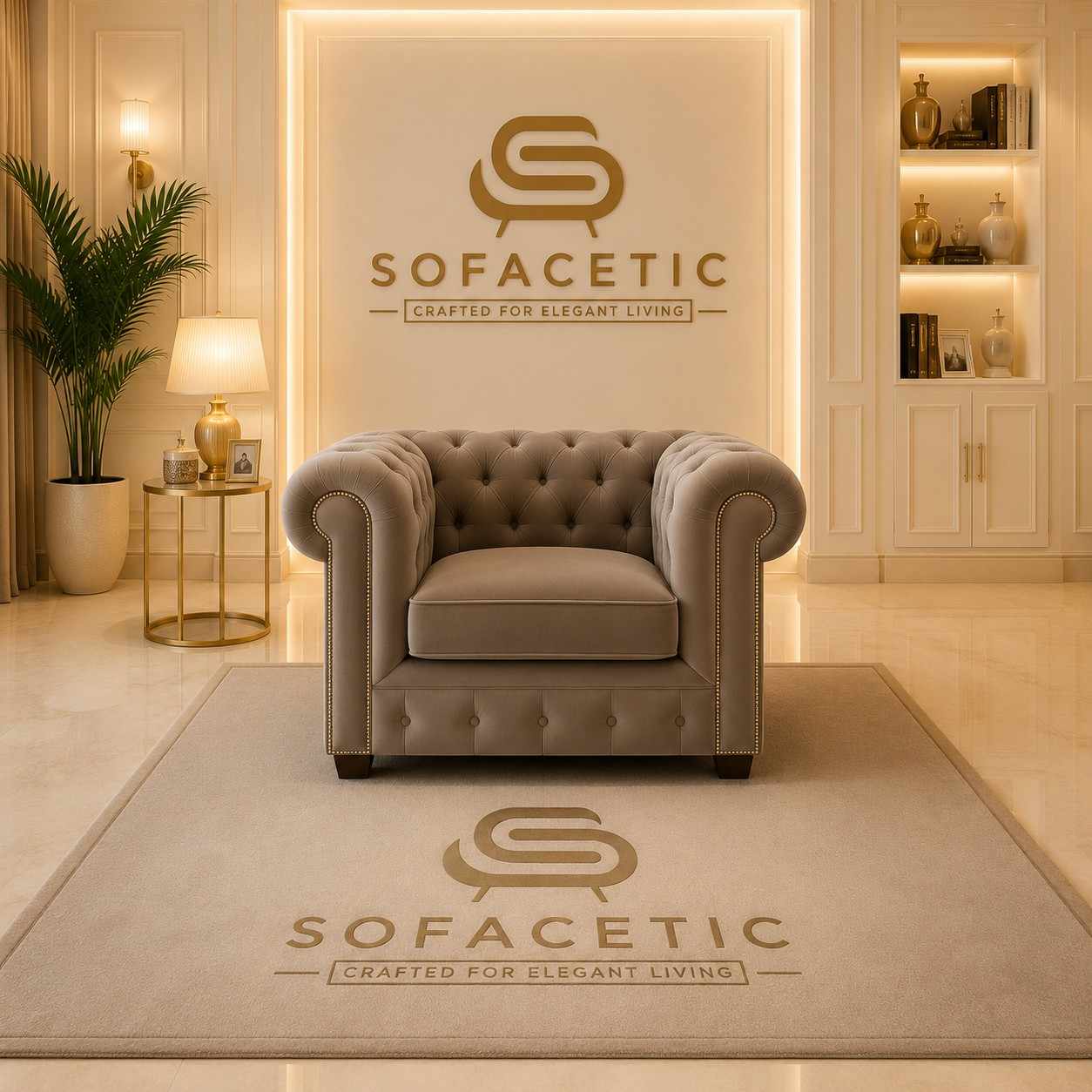 Madrid Naples Fabric Chesterfield Sofa Set