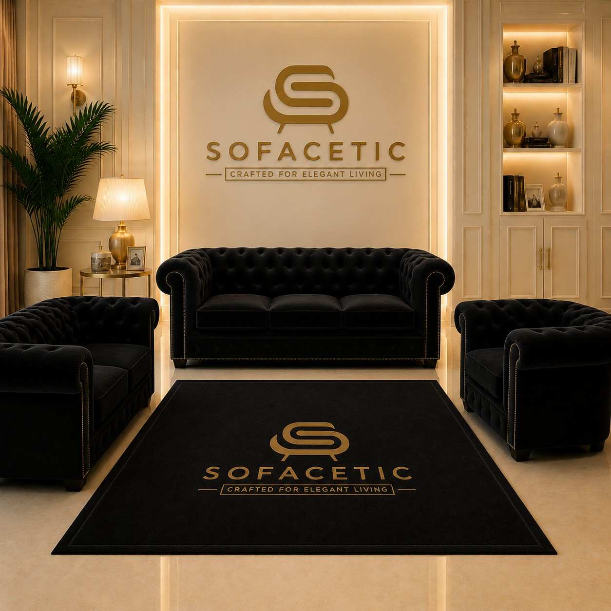 Madrid Naples Fabric Chesterfield Sofa Set