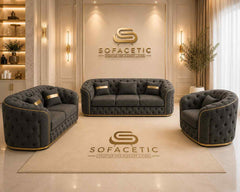Madrid Naples Fabric Chesterfield Sofa Set