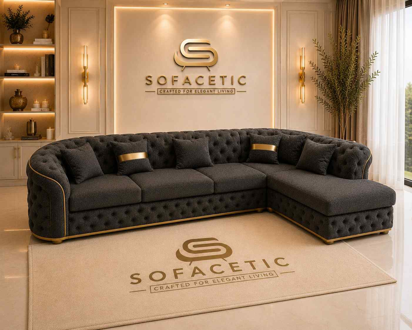 Madrid Naples Fabric Chesterfield Sofa Set