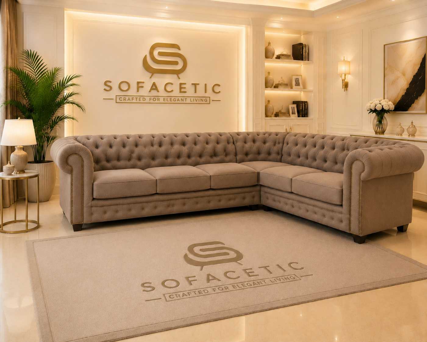 Madrid Naples Fabric Chesterfield Sofa Set