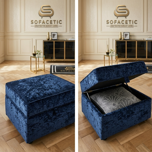 Storage Footstool in Crush Velvet Fabric