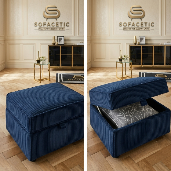 Storage Footstool in Jumbo Cord Fabric