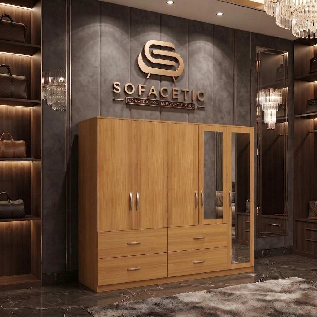 5 Door Oak color Wardrobe