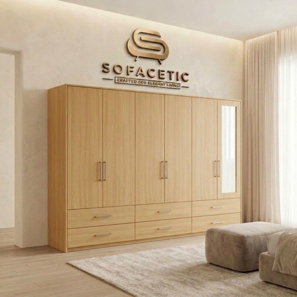 6 Door Oak color Wardrobe