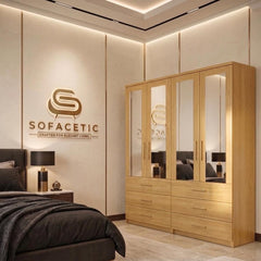 4 Door Oak Color Wardrobe