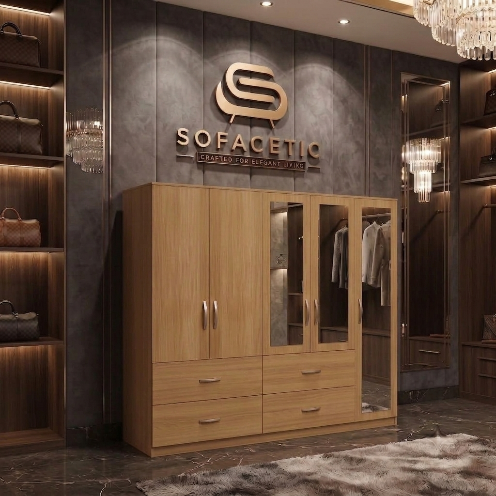 5 Door Oak color Wardrobe