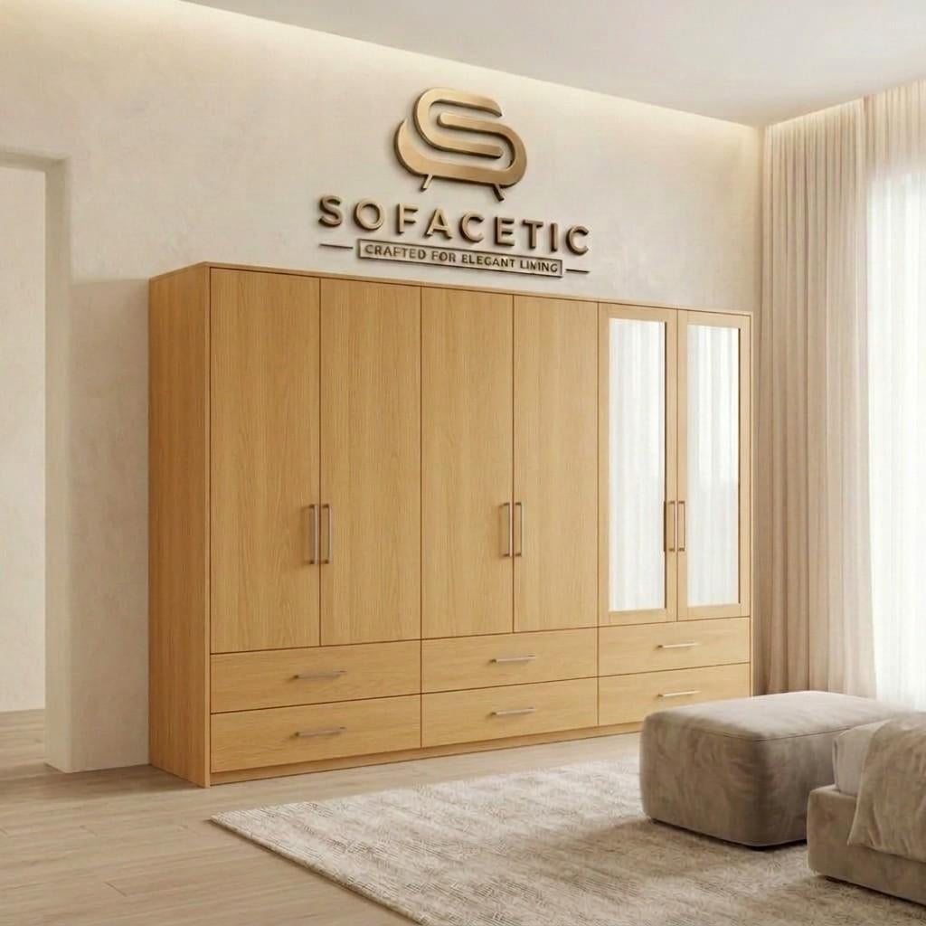 6 Door Oak color Wardrobe
