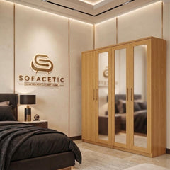 4 Door Oak Color Wardrobe