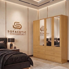 4 Door Oak Color Wardrobe