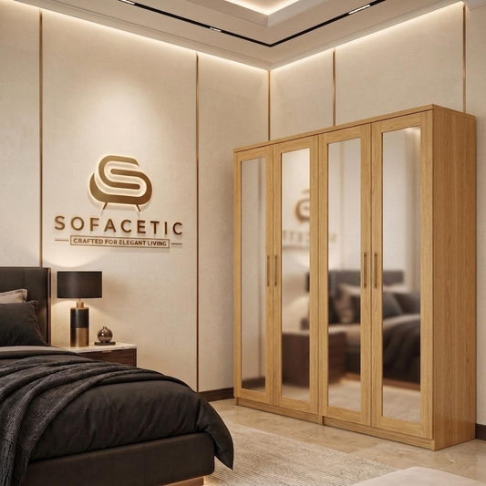 4 Door Oak Color Wardrobe