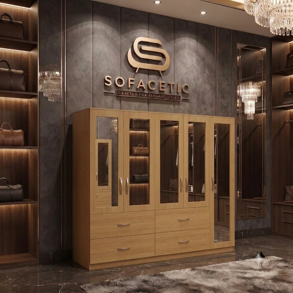5 Door Oak color Wardrobe