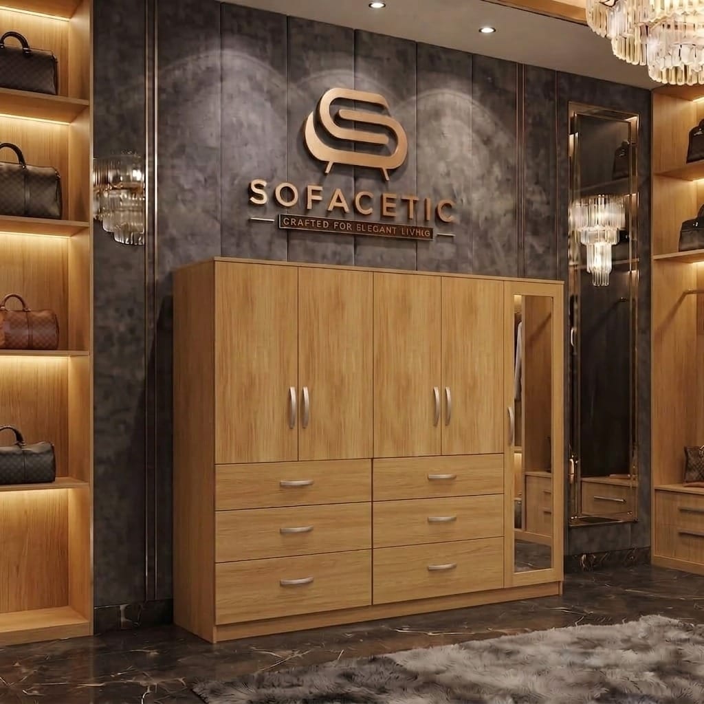5 Door Oak color Wardrobe