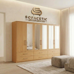 6 Door Oak color Wardrobe