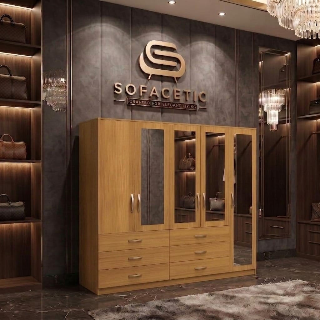 5 Door Oak color Wardrobe