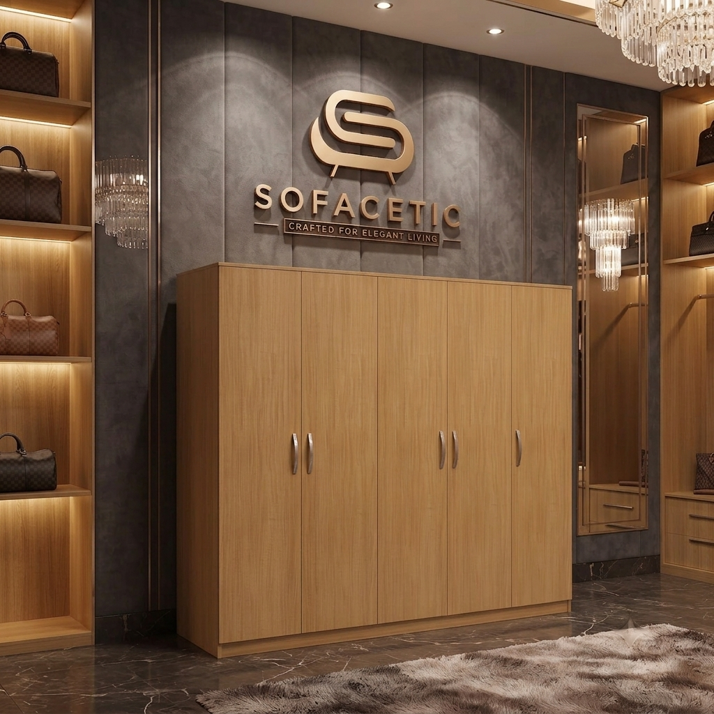 5 Door Oak color Wardrobe