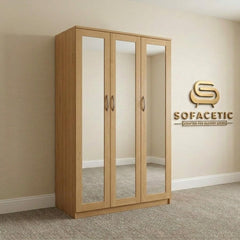 3 Door Oak Color Wardrobe