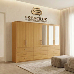 6 Door Oak color Wardrobe
