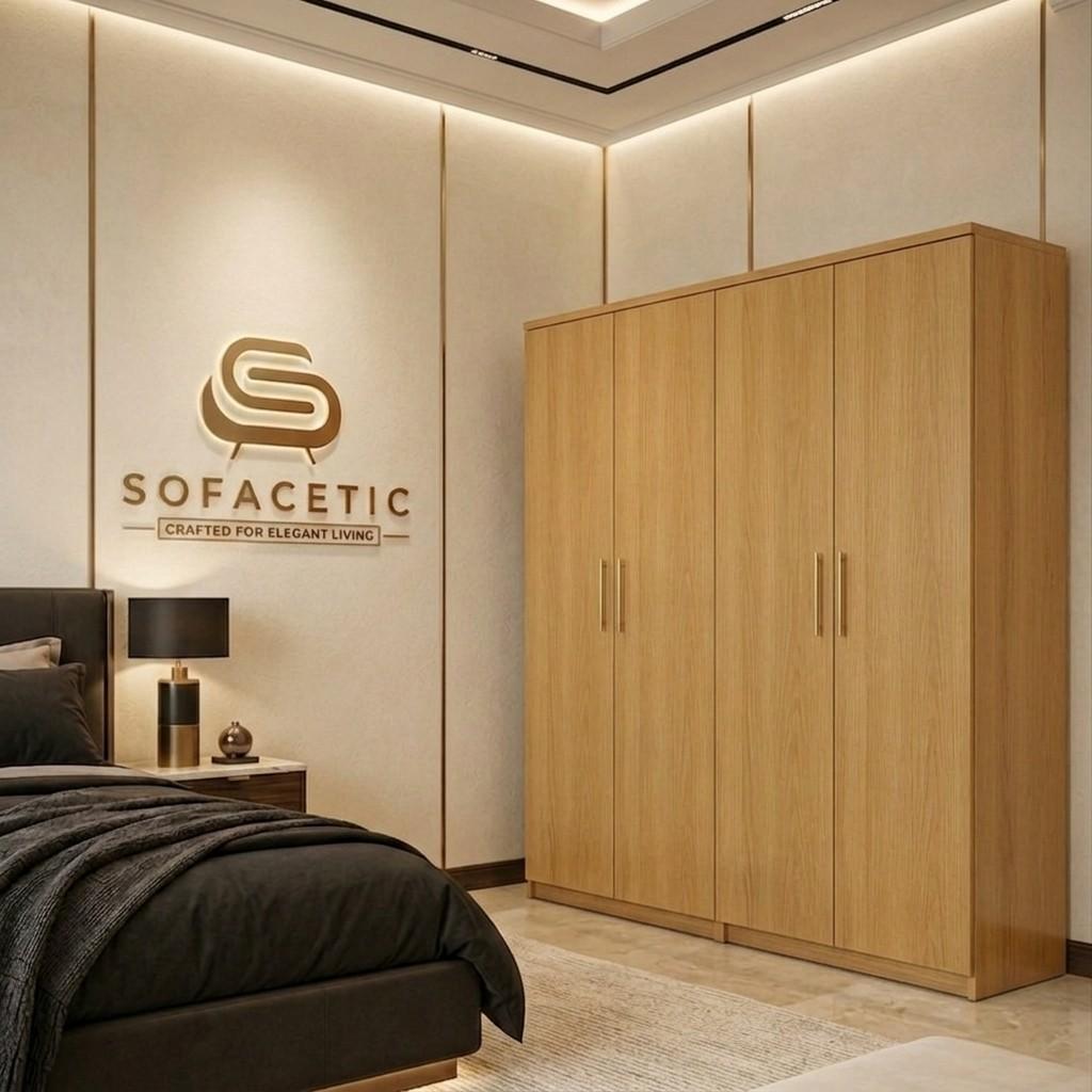 4 Door Oak Color Wardrobe