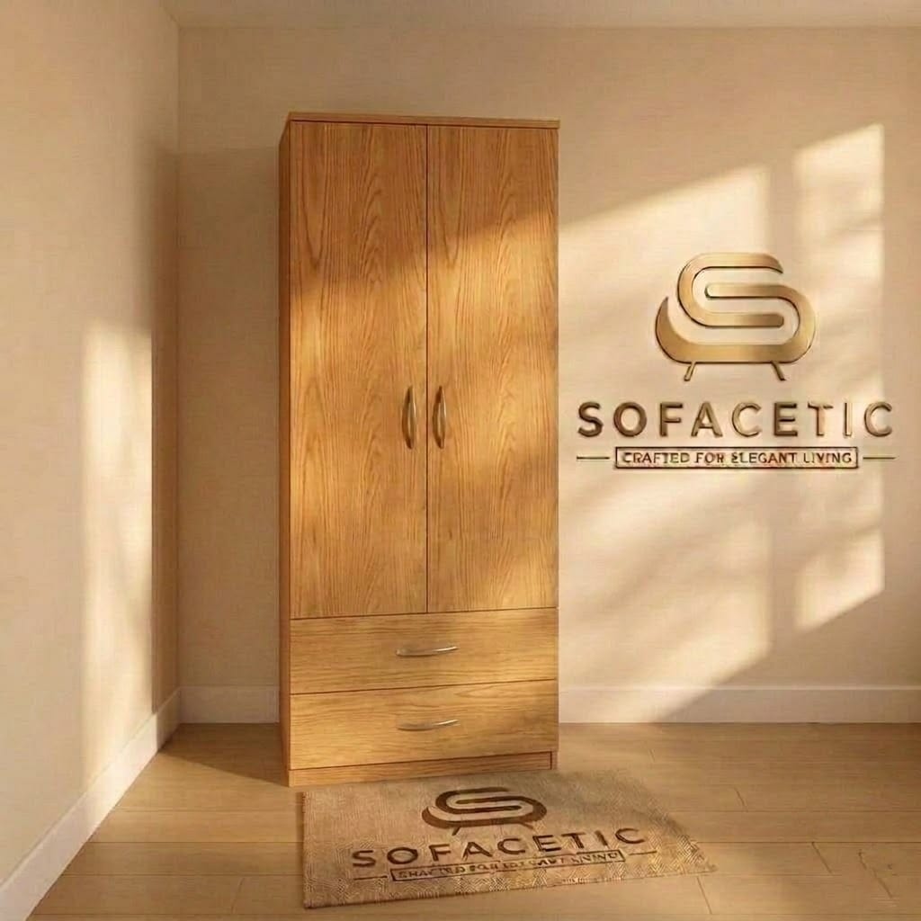 2 Door Oak Color Wardrobe