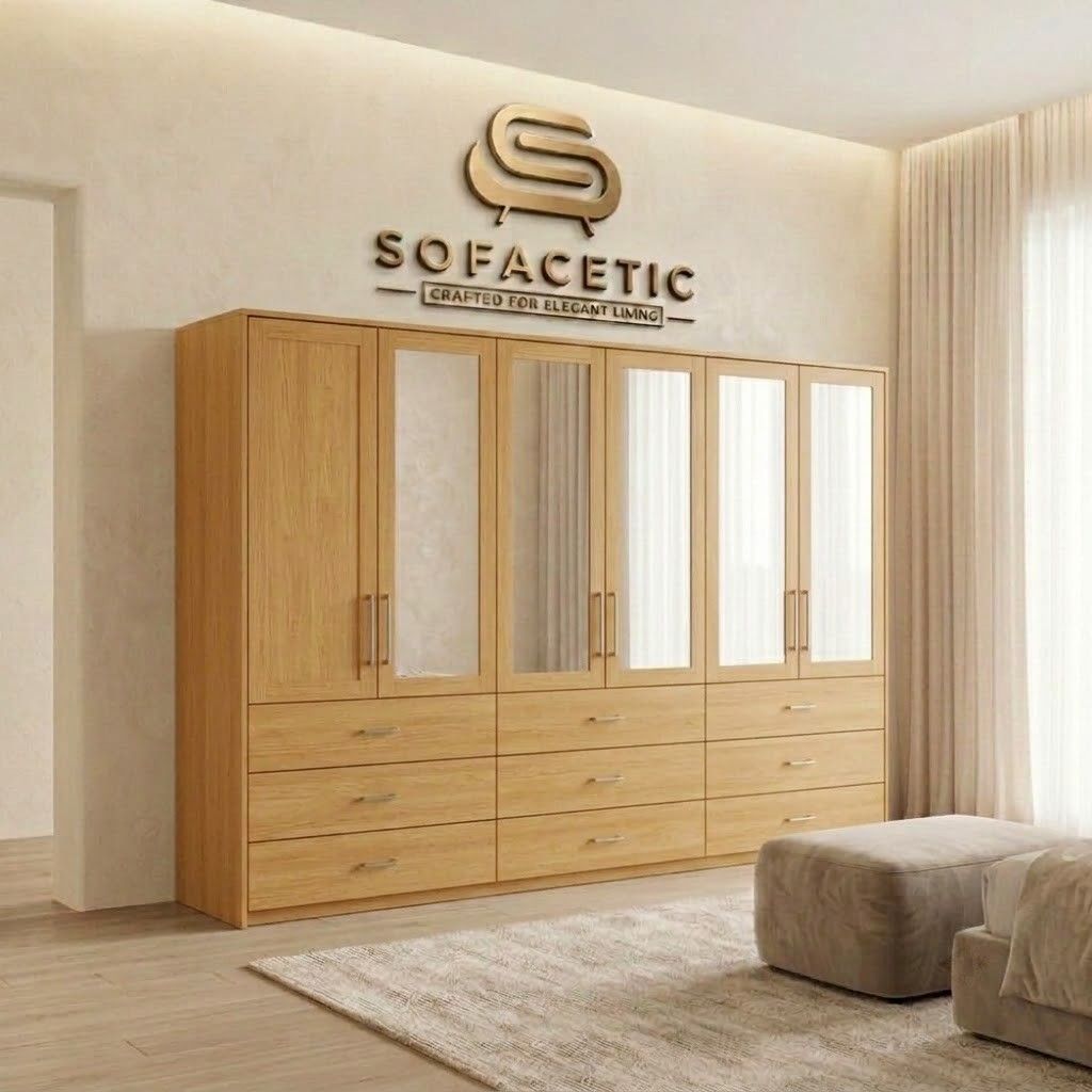 6 Door Oak color Wardrobe