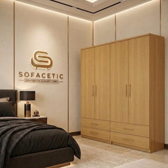 4 Door Oak Color Wardrobe