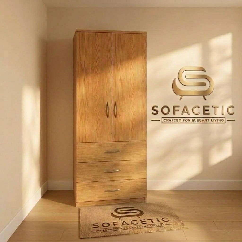 2 Door Oak Color Wardrobe