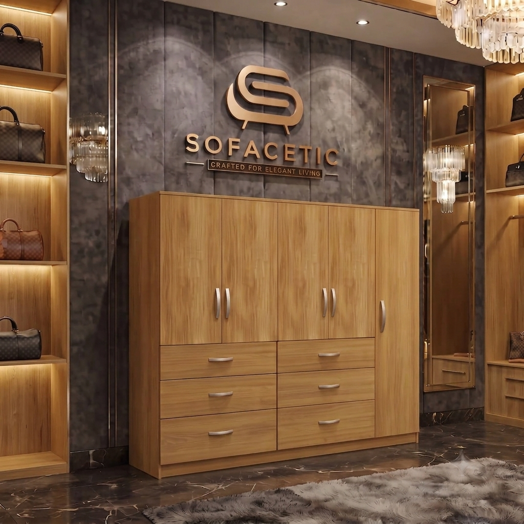 5 Door Oak color Wardrobe