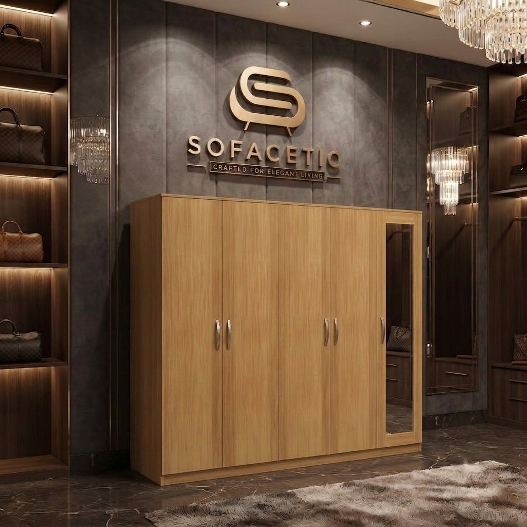 5 Door Oak color Wardrobe