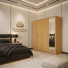 4 Door Oak Color Wardrobe
