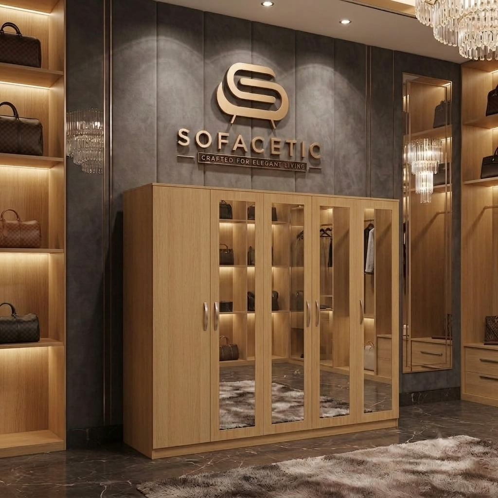 5 Door Oak color Wardrobe