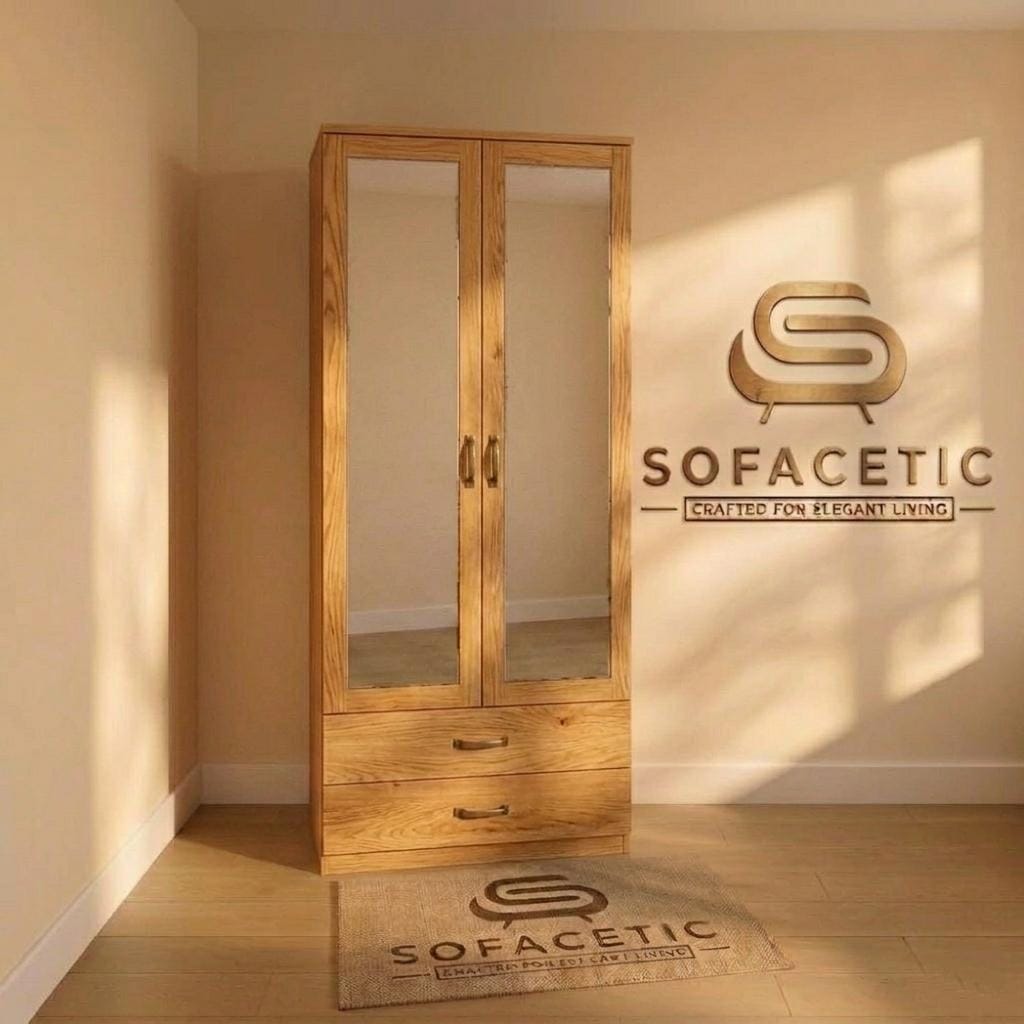2 Door Oak Color Wardrobe