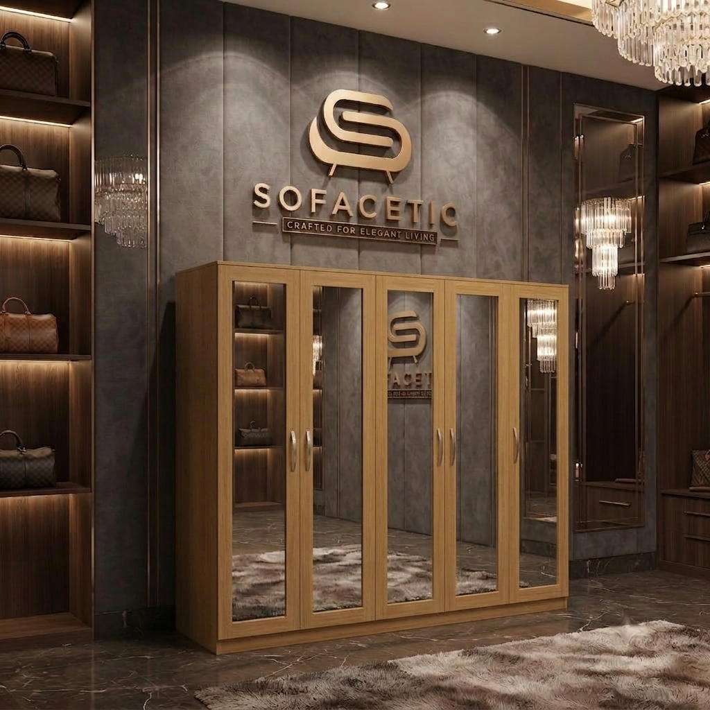 5 Door Oak color Wardrobe