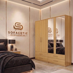 4 Door Oak Color Wardrobe