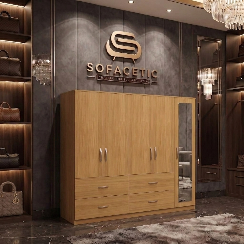 5 Door Oak color Wardrobe