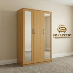 3 Door Oak Color Wardrobe