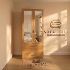 2 Door Oak Color Wardrobe