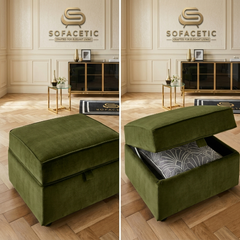 Storage Footstool in Plush Velvet Fabric
