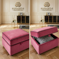 Storage Footstool in Plush Velvet Fabric