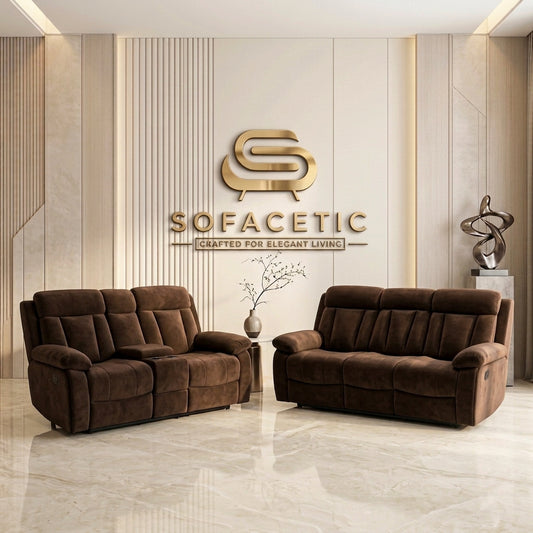 Vancouver Leather Recliner Sofa Brown Set