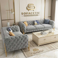 Italian Chenille Fabric Chesterfield Sofa Set