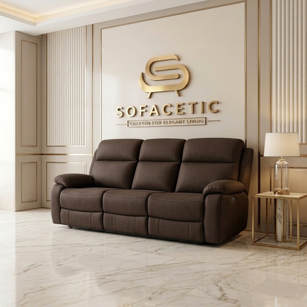 Vancouver Leather Recliner Sofa Brown Set