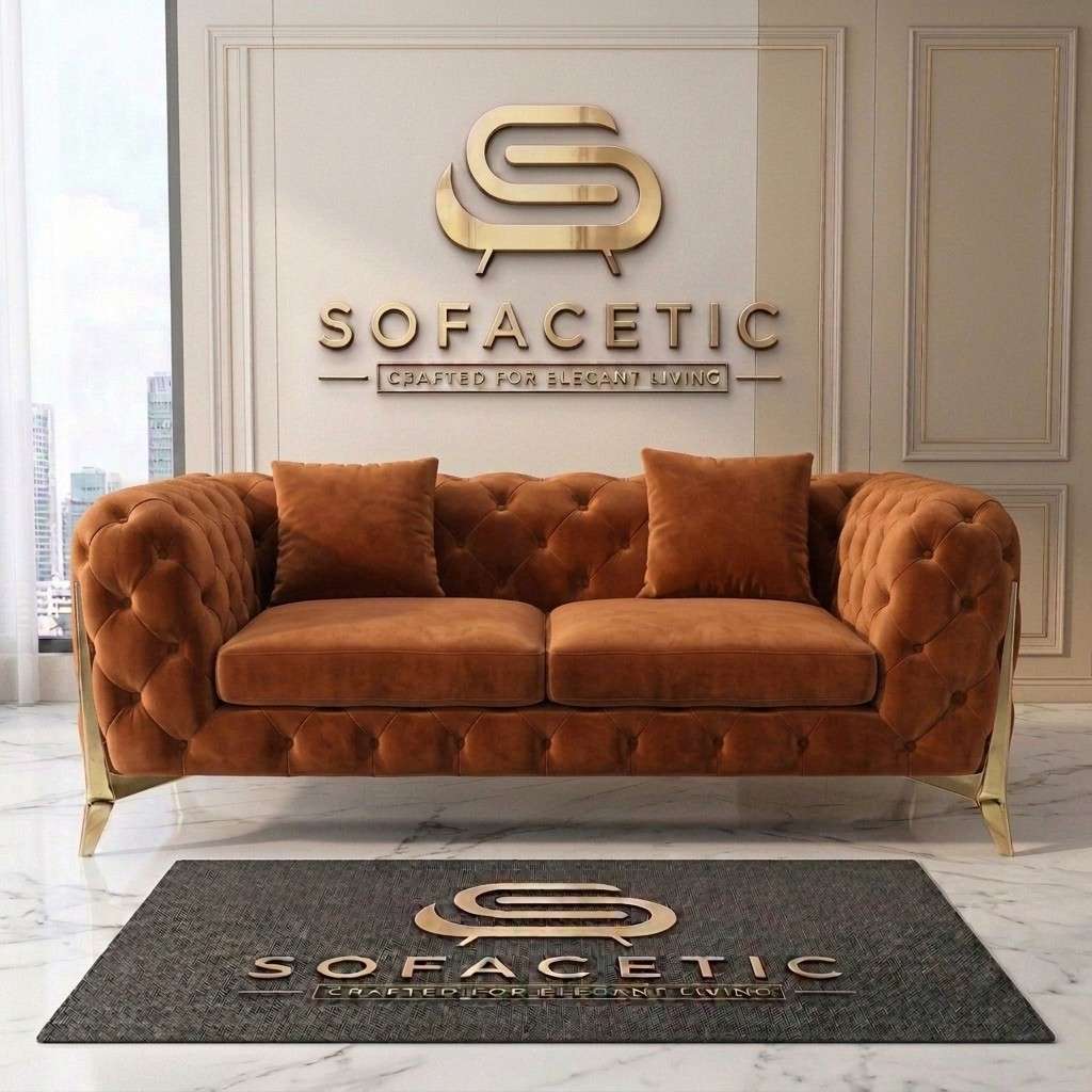 Italian Plush Velvet Fabric Chesterfield Sofa Set